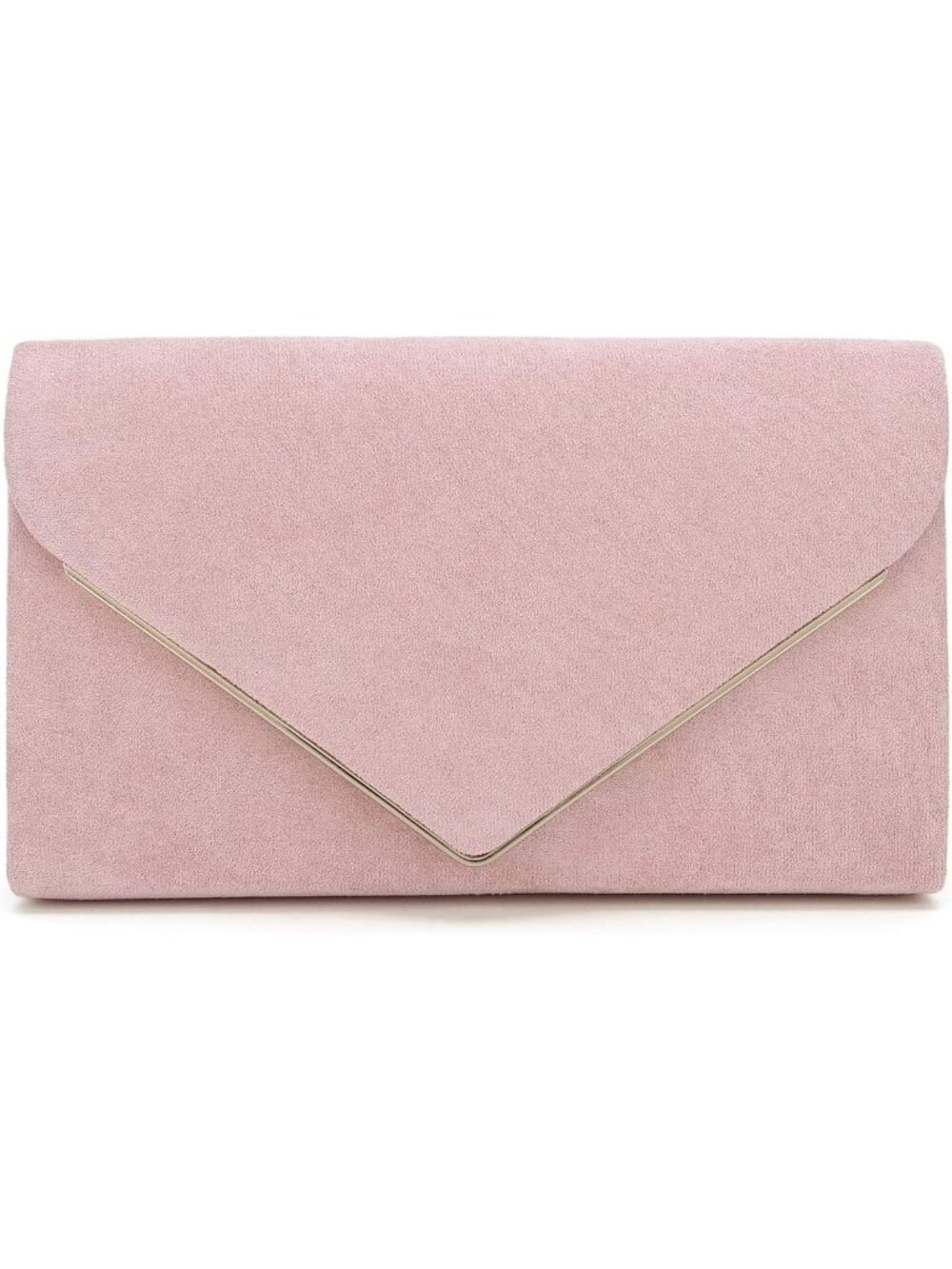 ๐ Women's Pink Faux Suede Clutch Bag Elegant Metal Binding Evening Purse